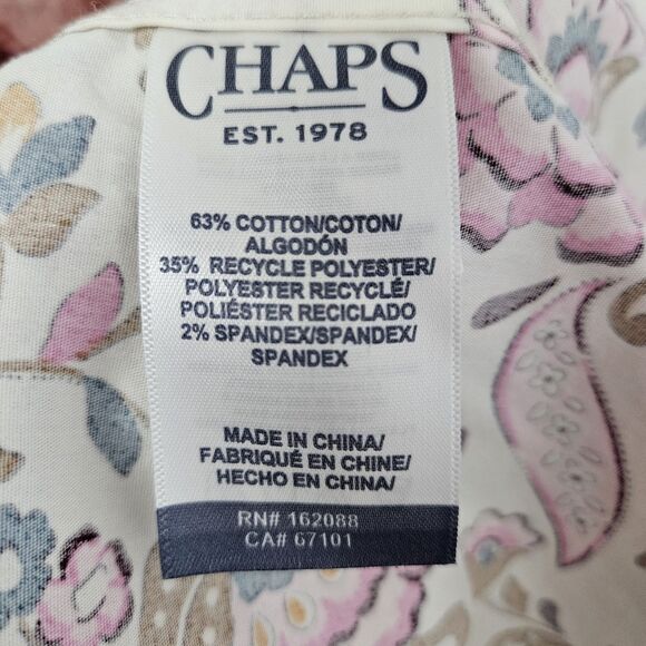 Chaps Shirt Women’s Small Multicolor Floral Button Up Long Sleeve Cotton Blend - Picture 3 of 8